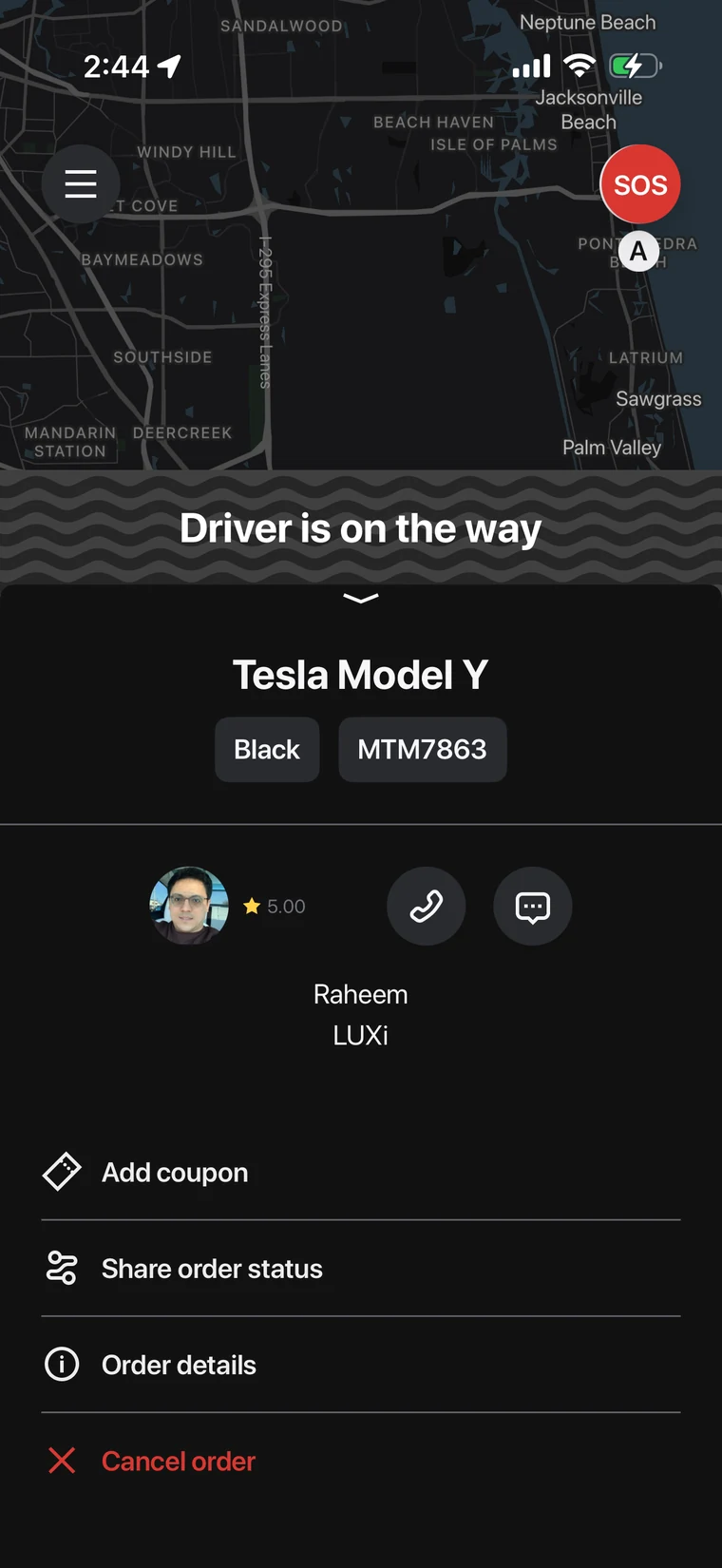 Driver is on the way