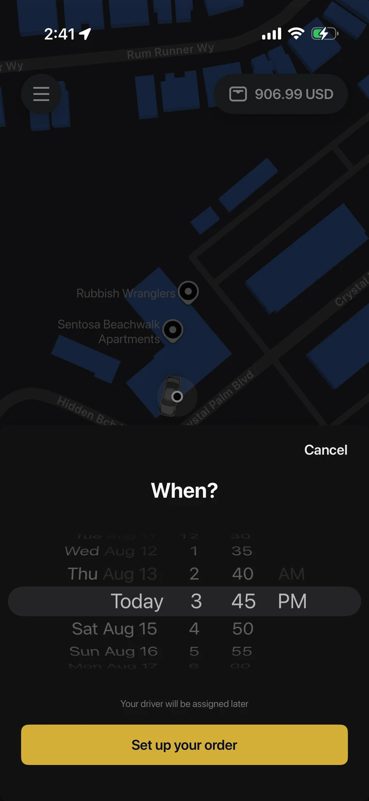 LUXi app scheduling screen